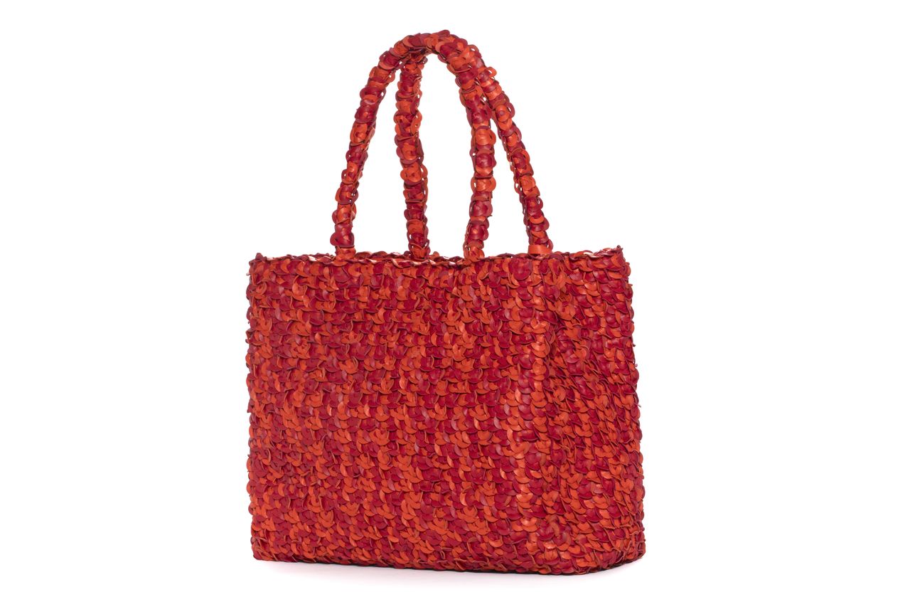 BOLSO DE HOMBRO V253 NAPA MANDARINA+RUBI