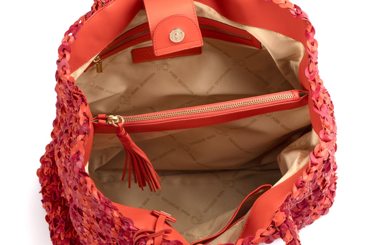 BOLSO DE HOMBRO V253 NAPA MANDARINA+RUBI