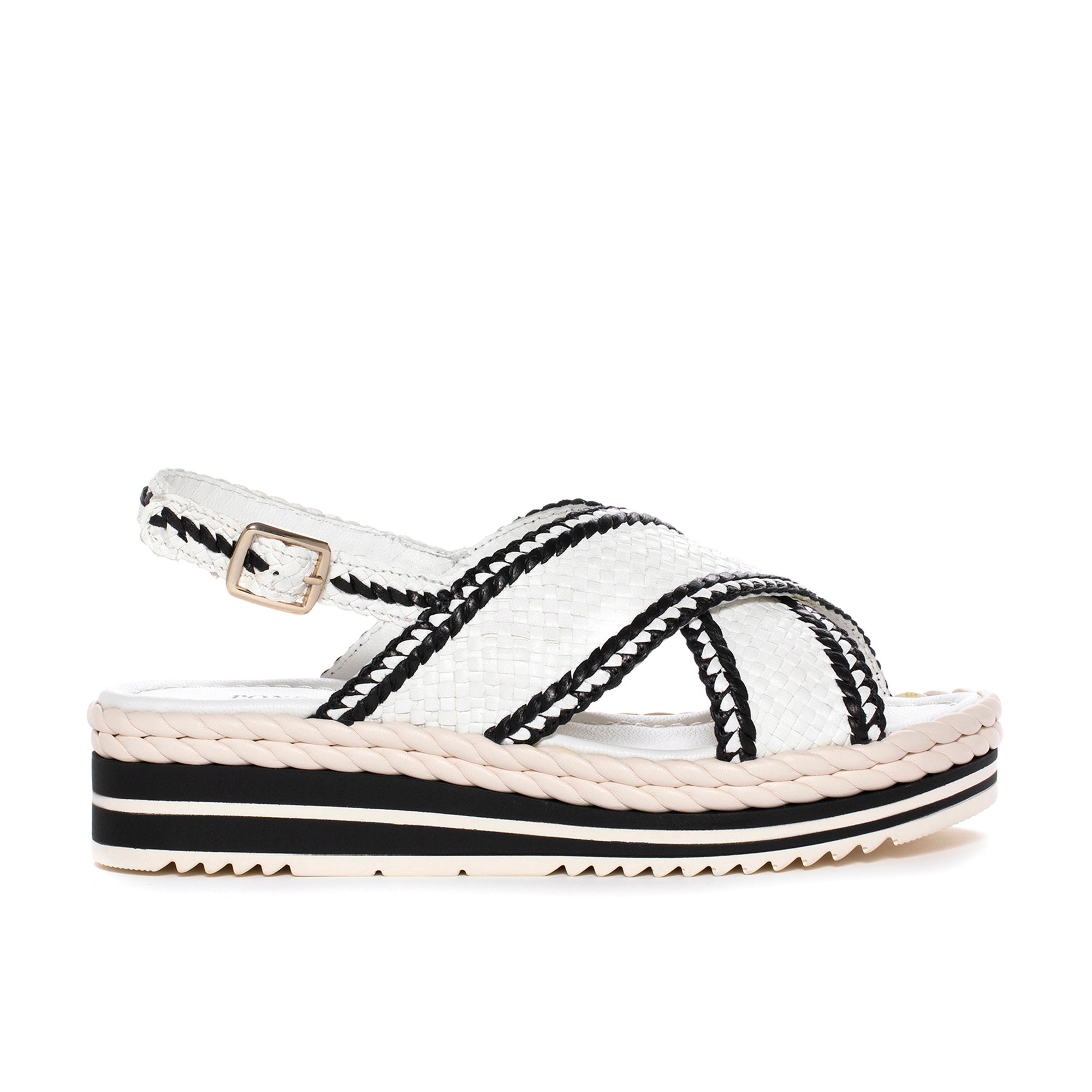 SANDALIA PLATAFORMA MILAN WET MILK & NEGRO