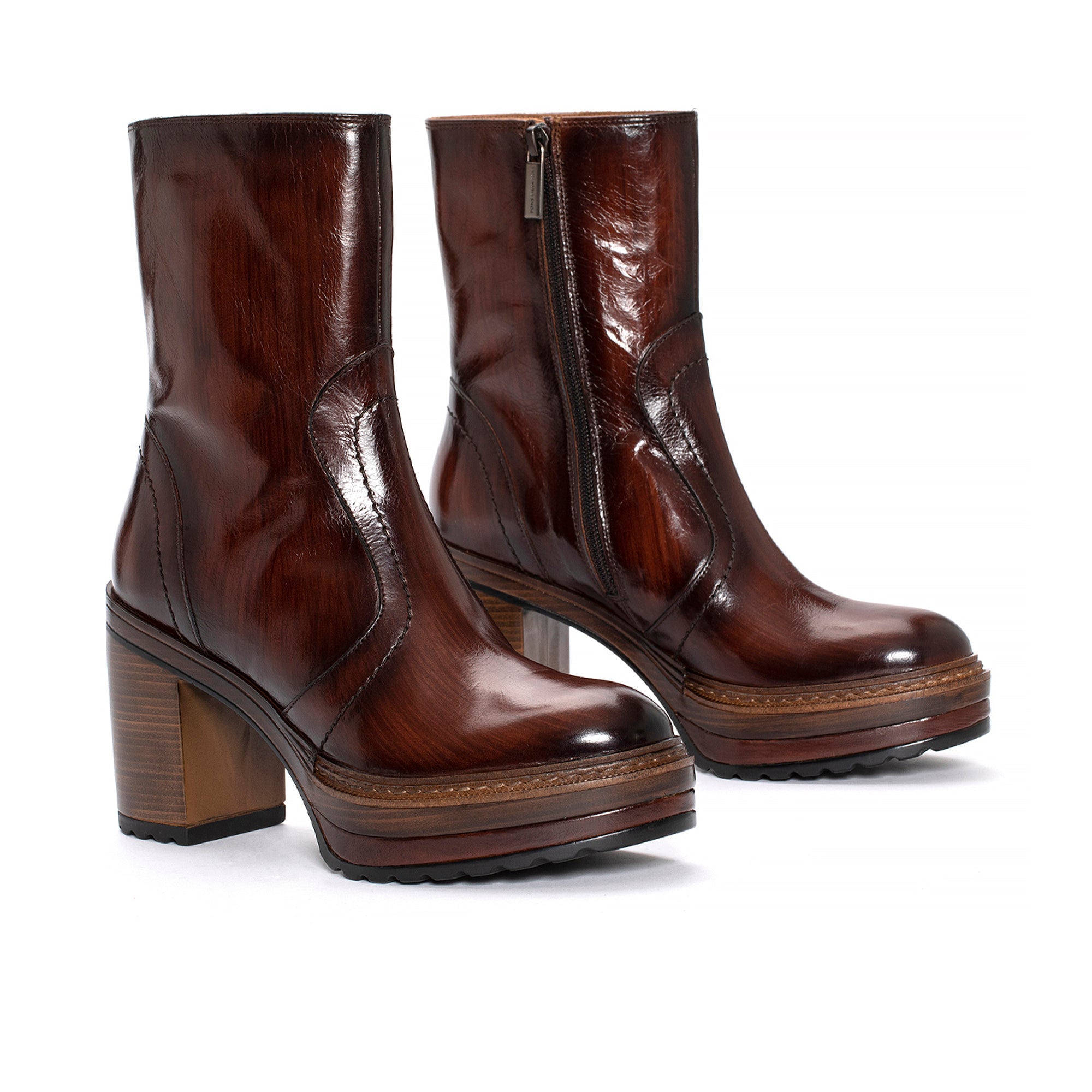 OLIVIA BRANCH LEATHER HEEL BOOT