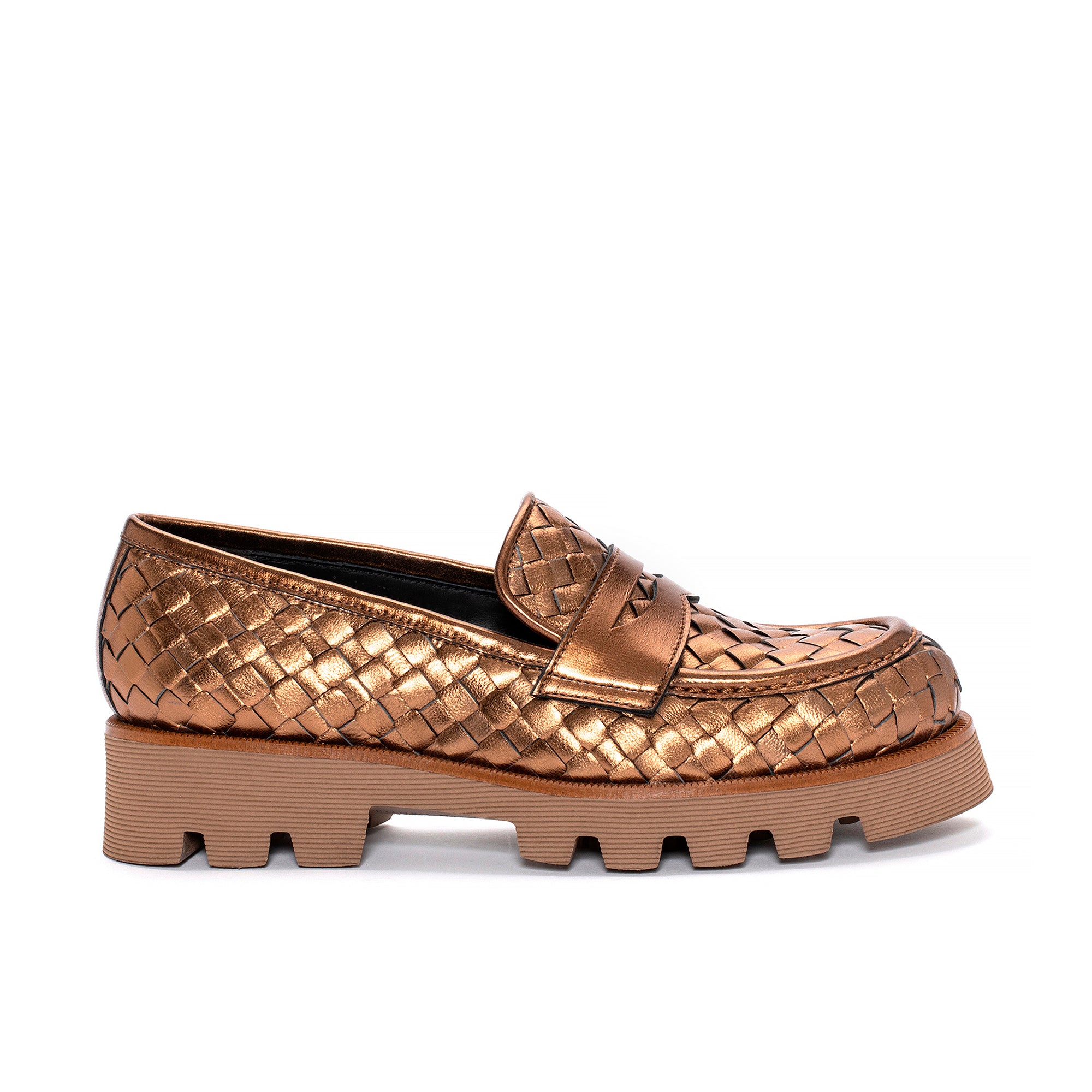 MOCASIN JENNY TRENZADO 10 MM BRONCE