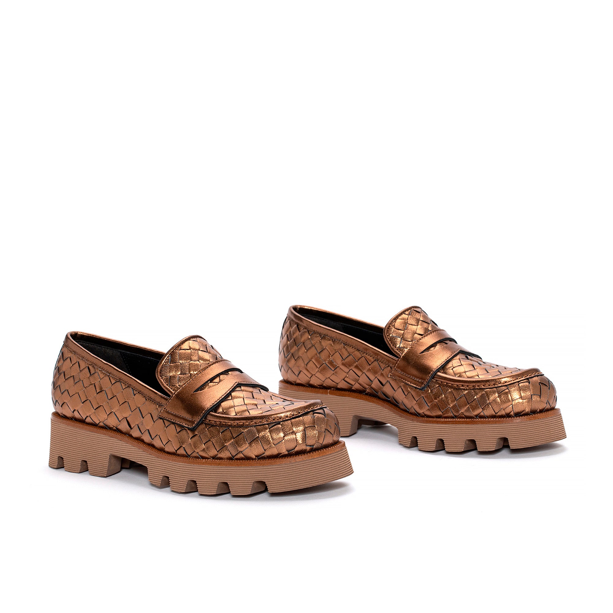 MOCASIN JENNY TRENZADO 10 MM BRONCE