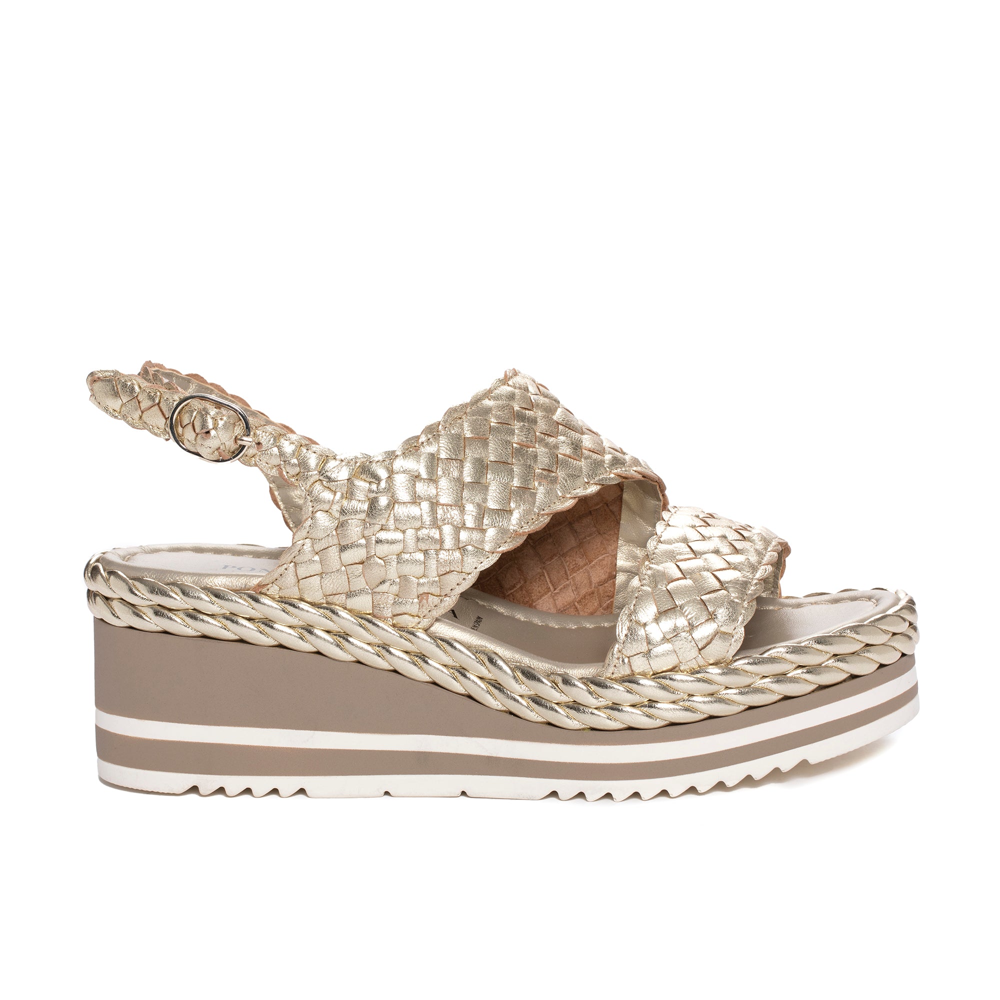 SANDALIA PLATAFORMA PADOVA METAL PLATINO