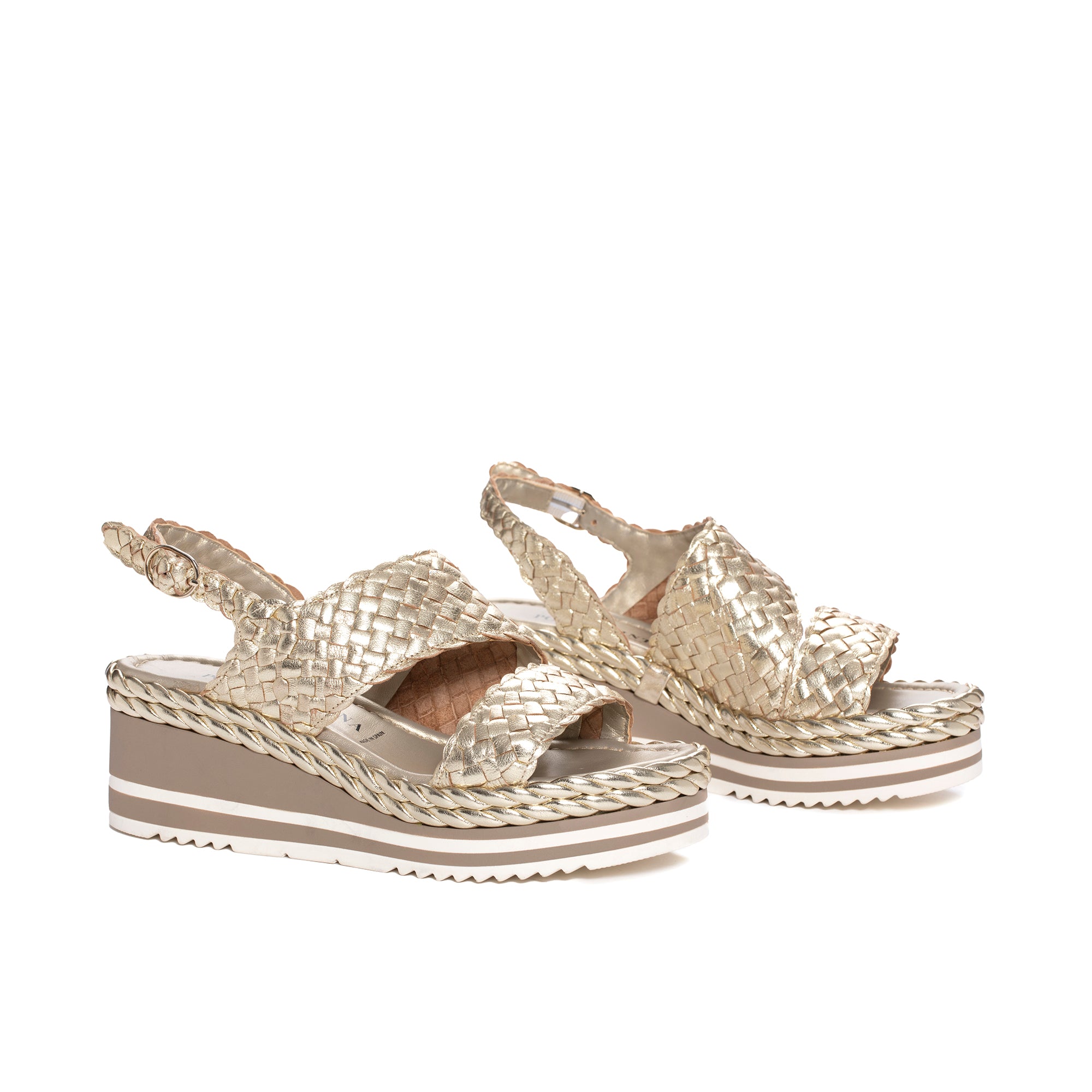 SANDALIA PLATAFORMA PADOVA METAL PLATINO