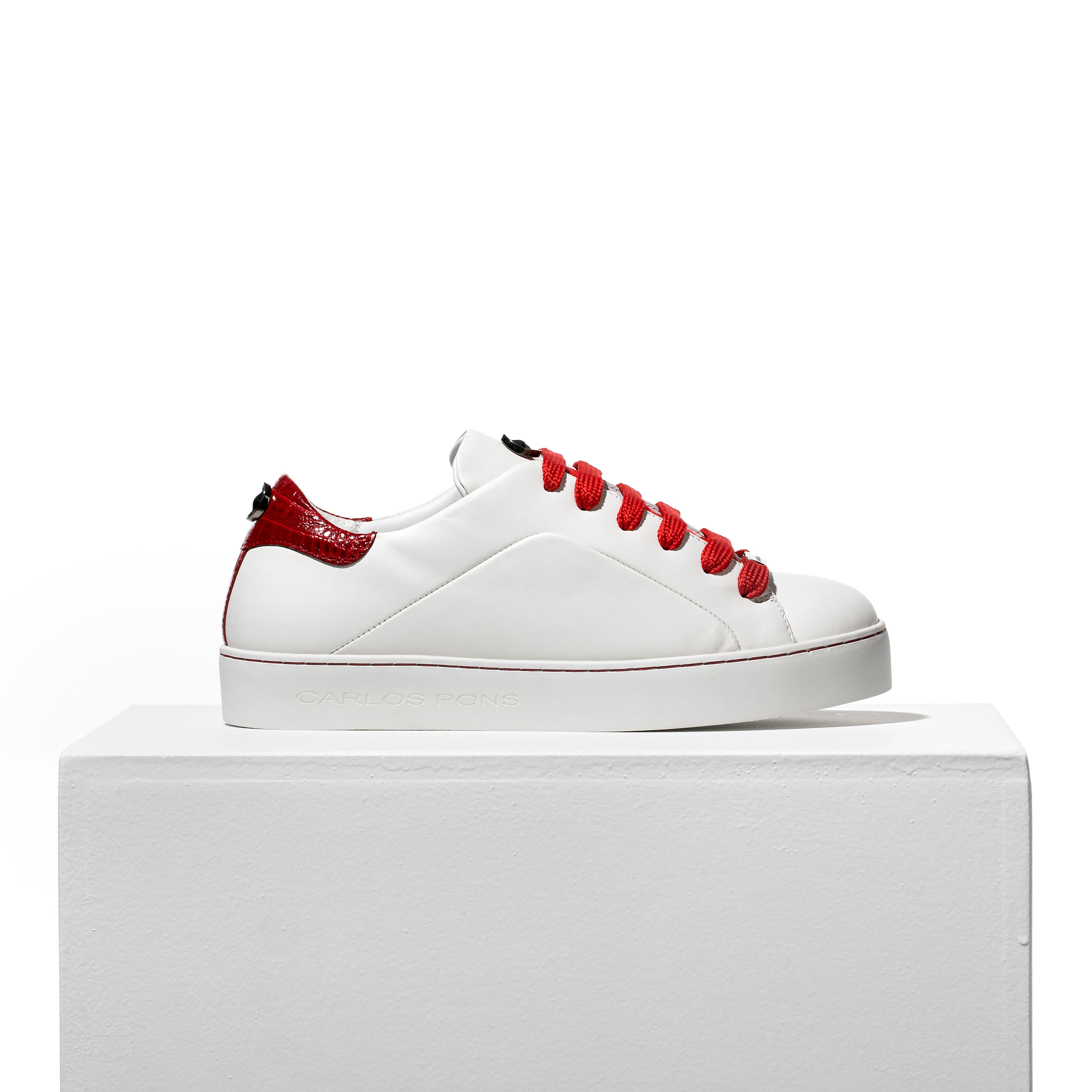 SNEAKER BASIC BLANCO - ROJO