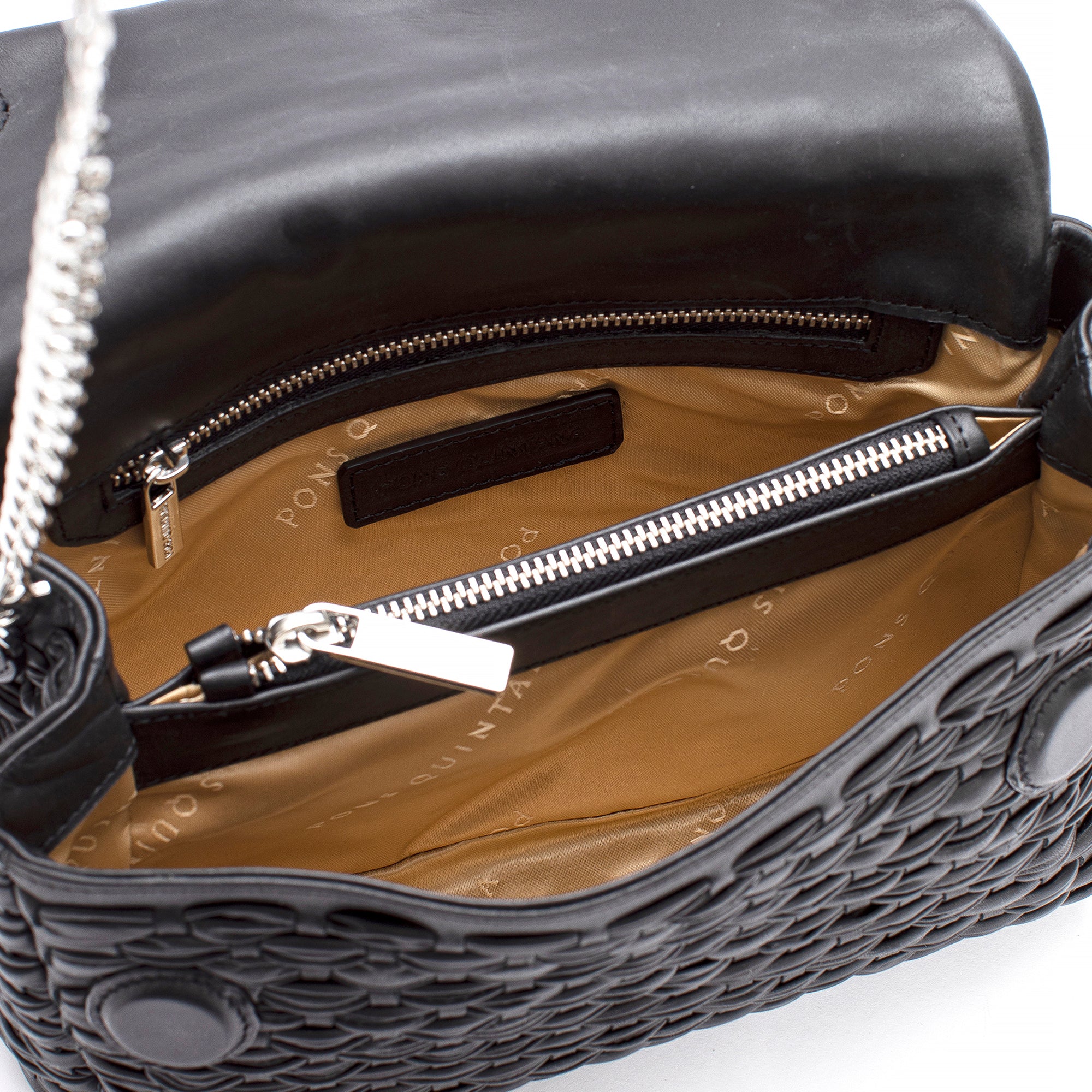 BLACK BRAIDED V122 CROSSBODY BAG