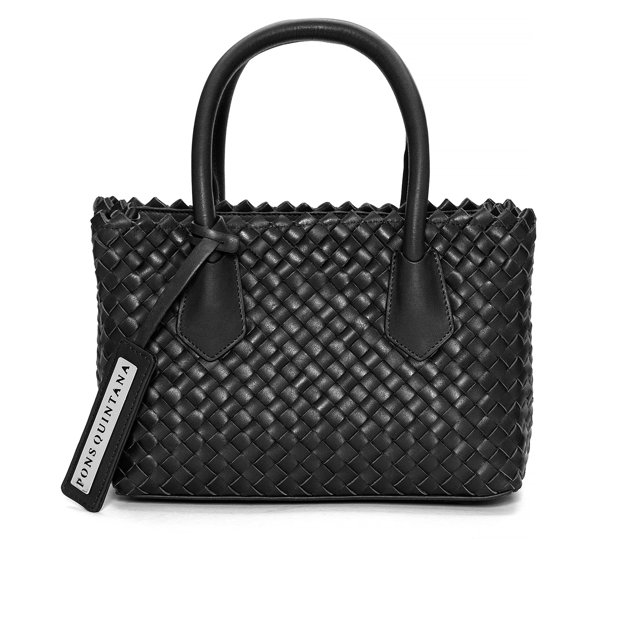 BLACK BRAIDED MINI V141 HANDBAG