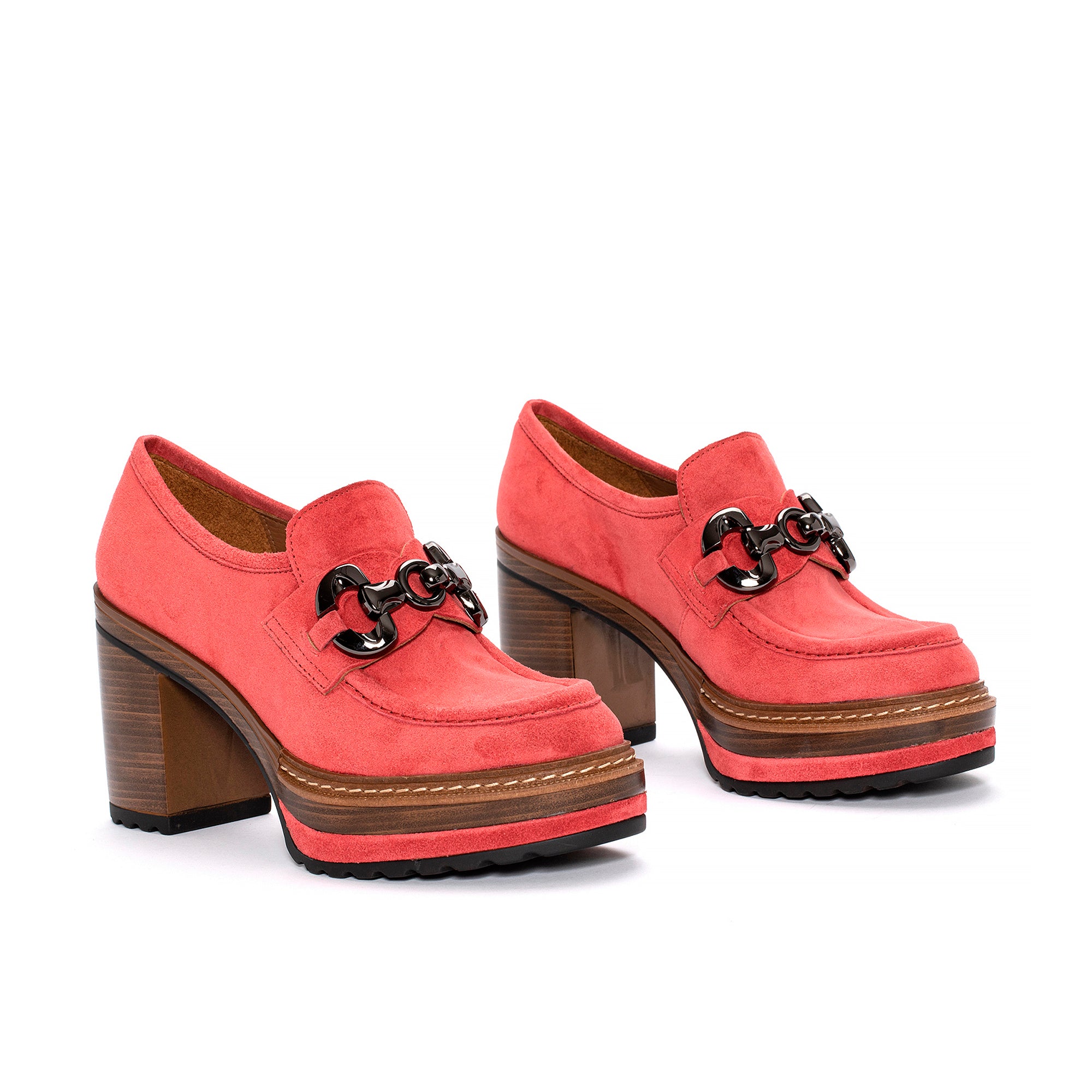 ZAPATO TACON OLIVIA VELOUR CORAL