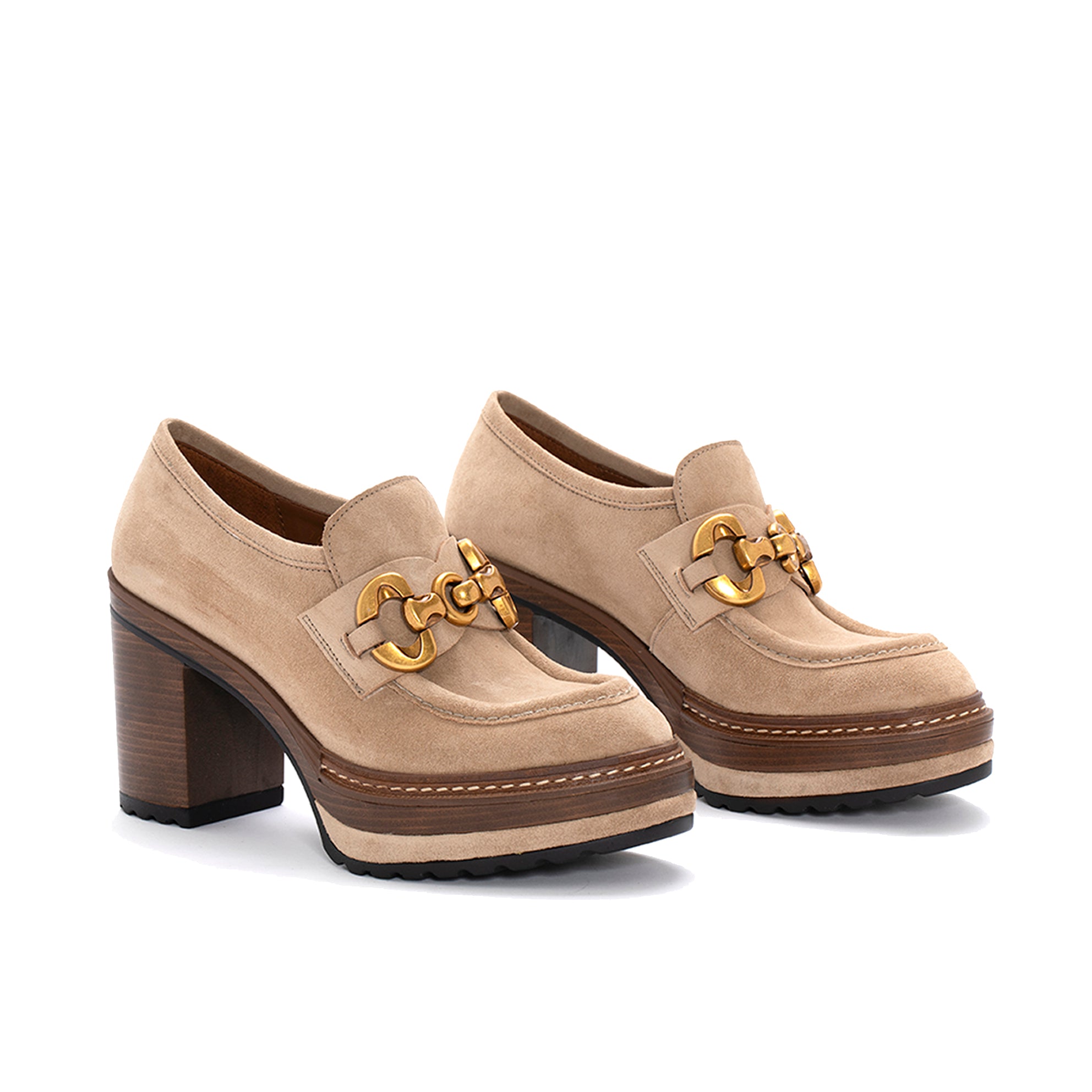 ZAPATO TACON OLIVIA VELOUR CAMEL