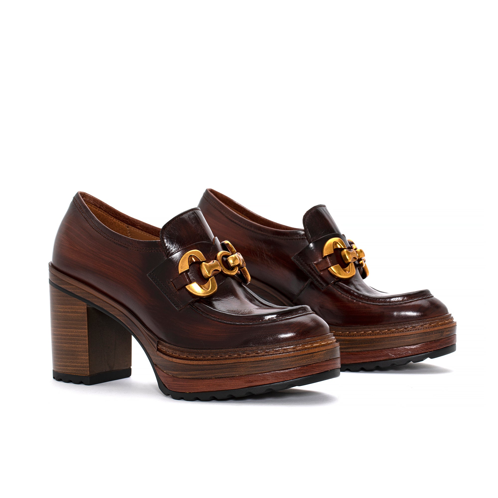 OLIVIA BRANCH LEATHER HEEL SHOE