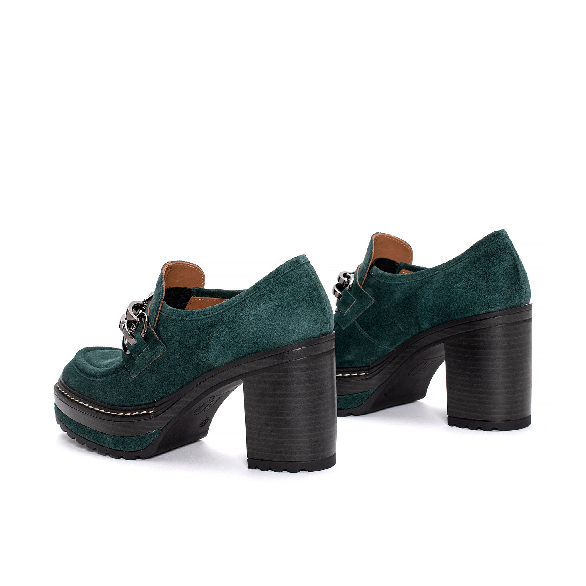 ZAPATO TACON OLIVIA VELOUR PETROLEO