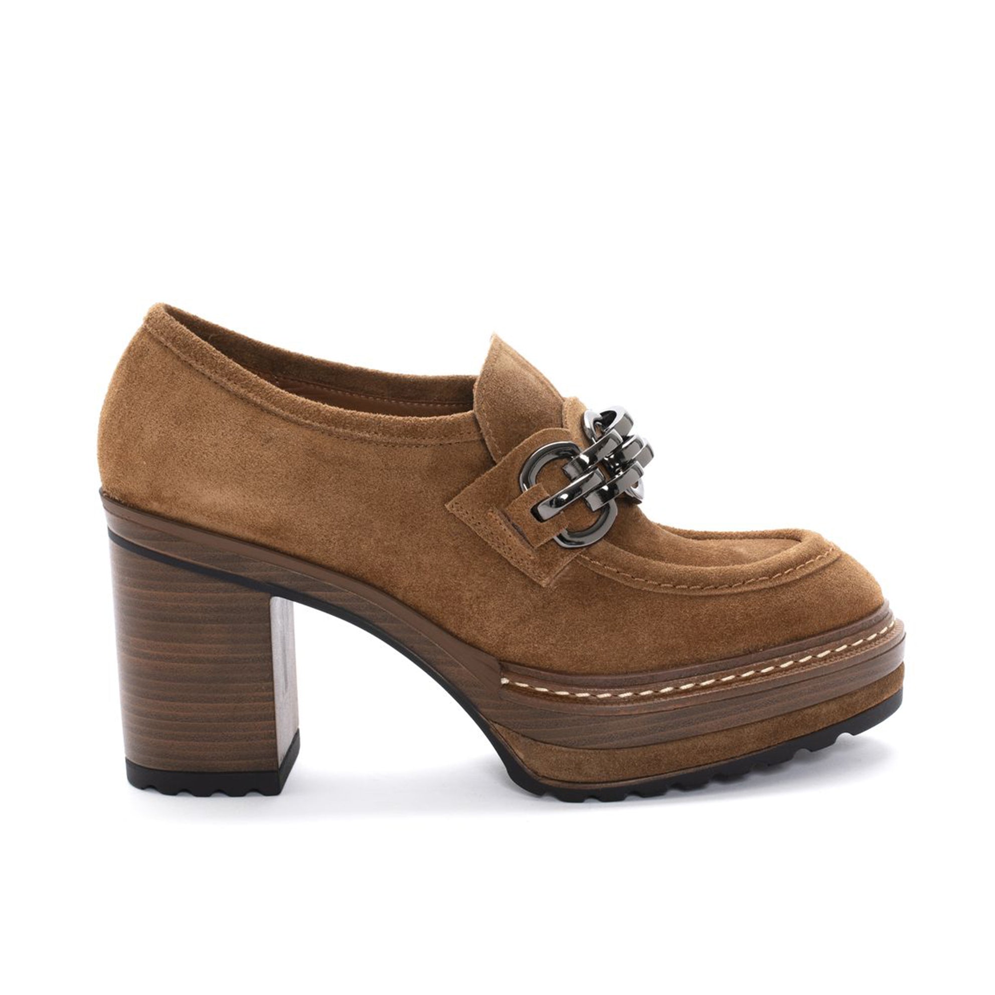 ZAPATO TACON OLIVIA VELOUR TOFFE