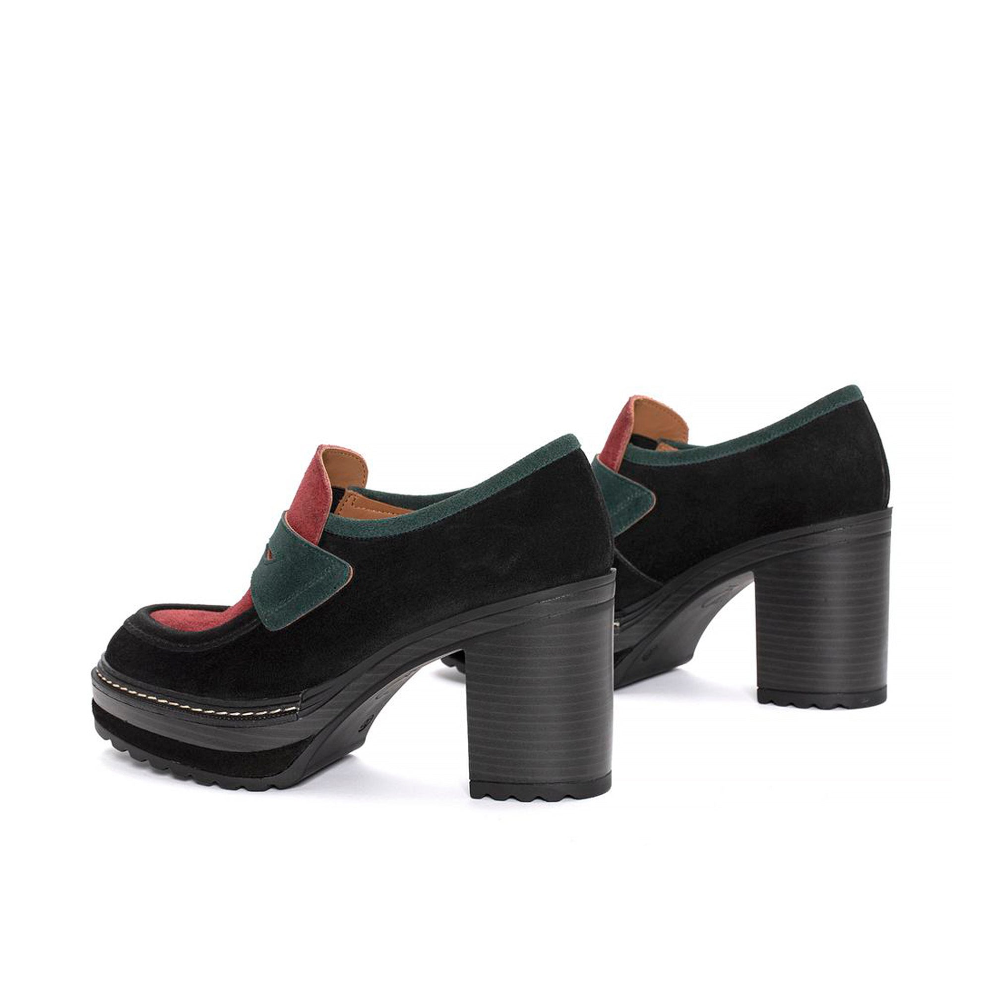 ZAPATO TACON OLIVIA COMBI VELOUR PETROLEO