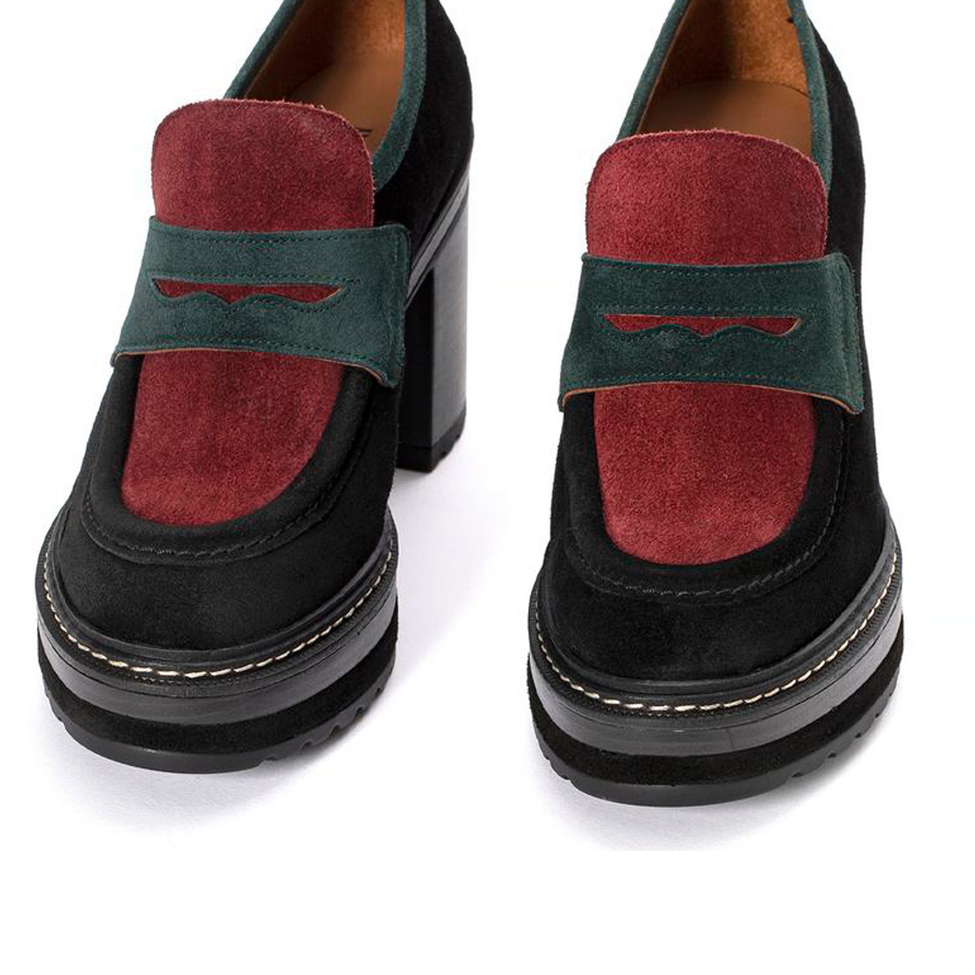 ZAPATO TACON OLIVIA COMBI VELOUR PETROLEO