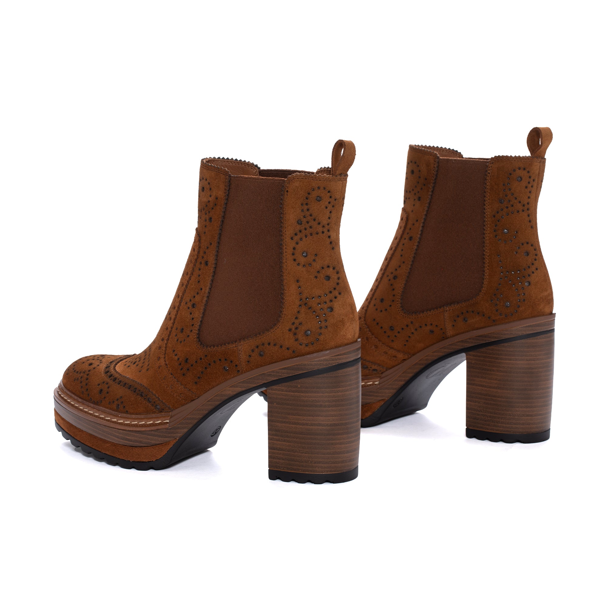 BOTIN TACON OLIVIA VELOUR CUERO