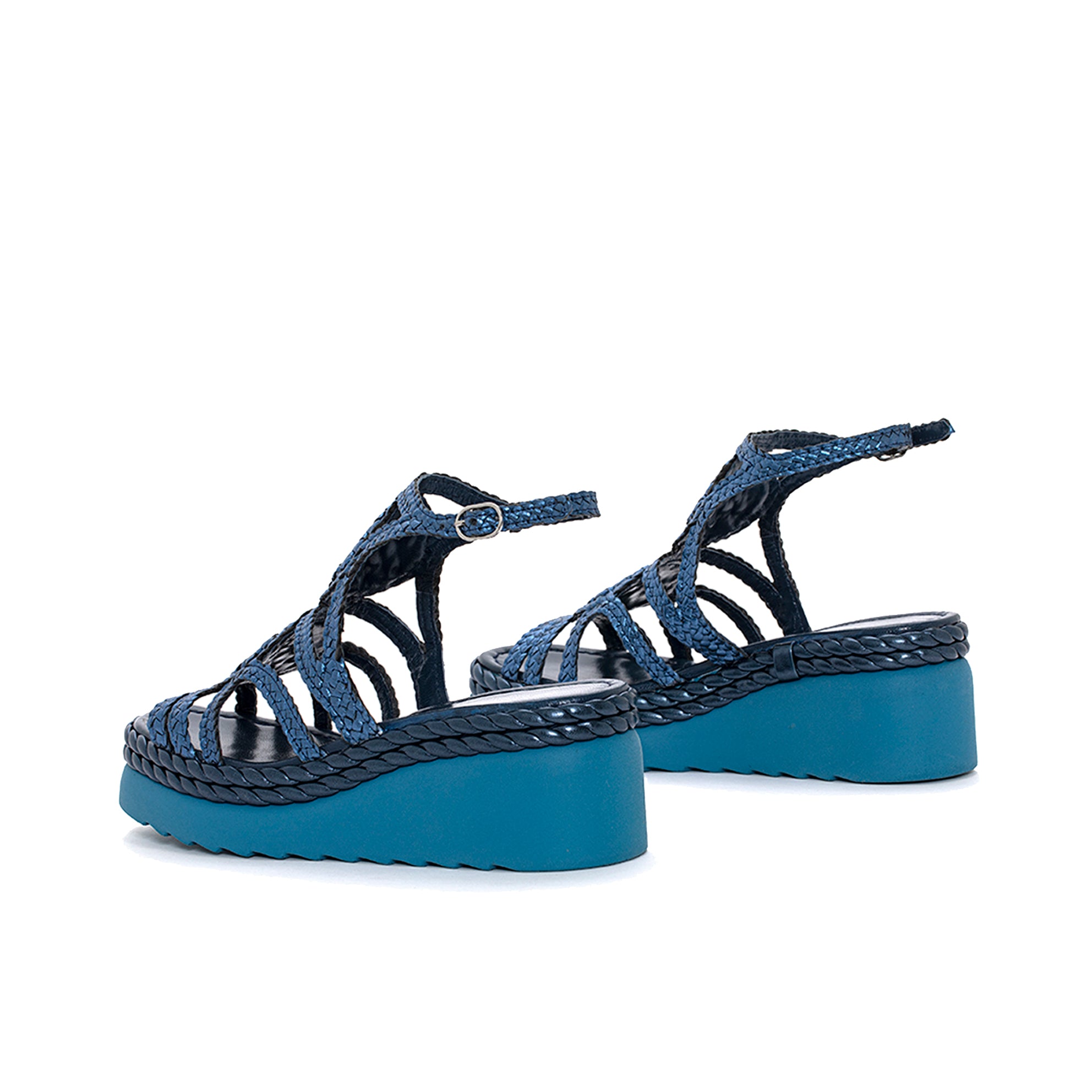 IBIZA METAL AZZURRO PLATFORM SANDAL