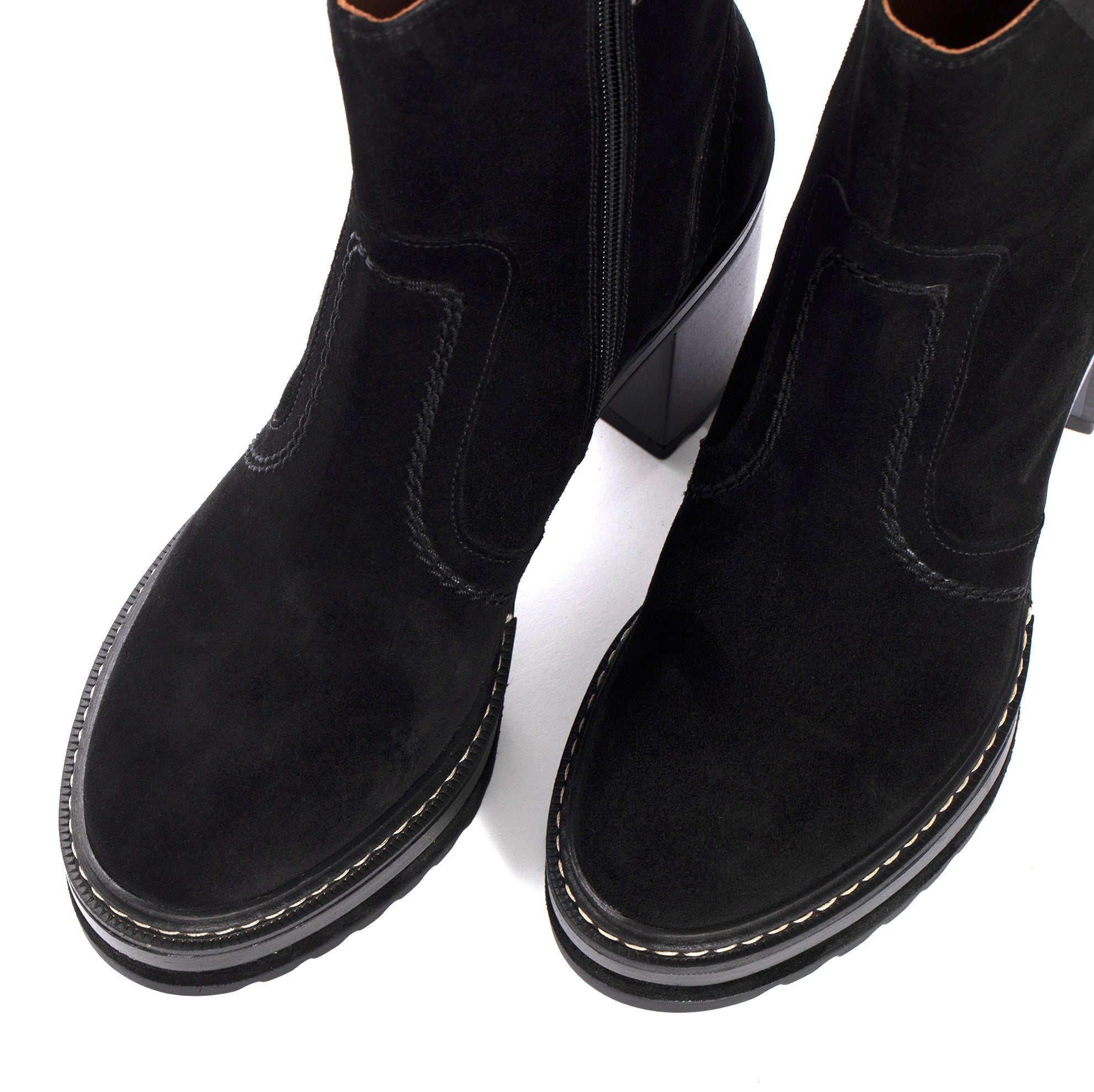 OLIVIA BLACK VELOUR HEEL BOOT