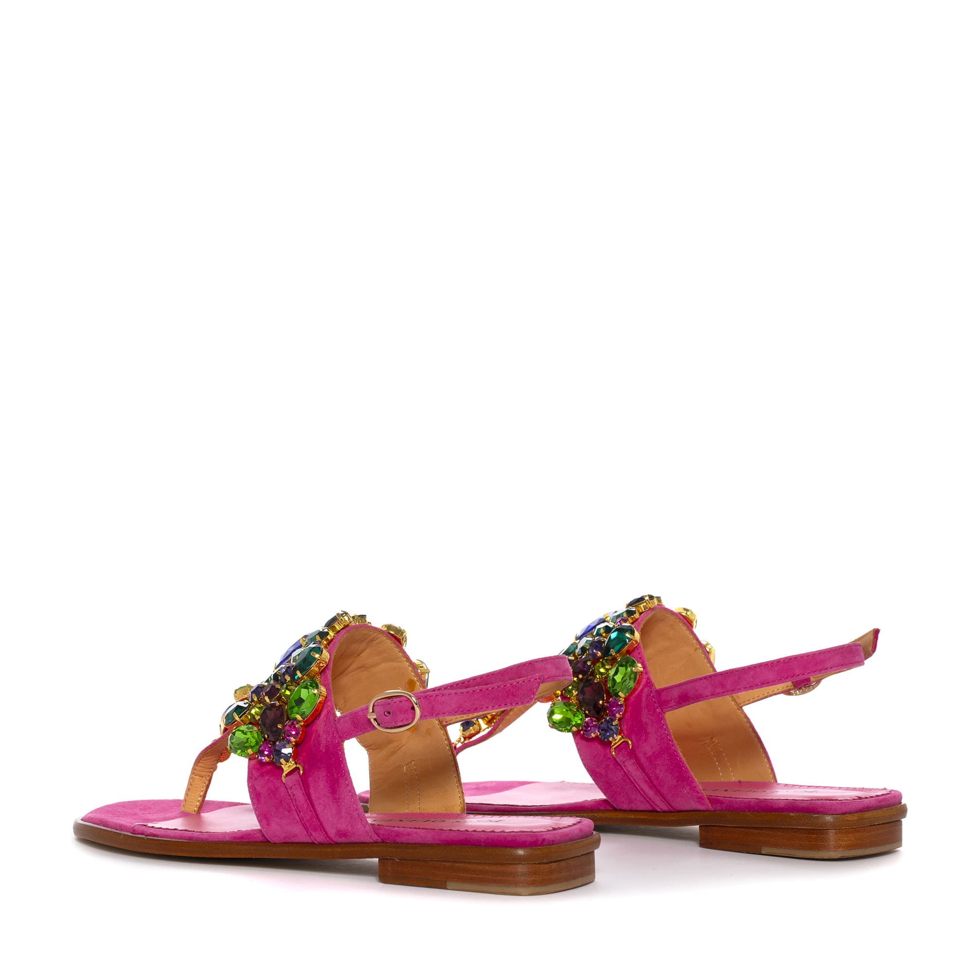 TINA FLAT SANDAL IN WET STRAWBERRY SUEDE