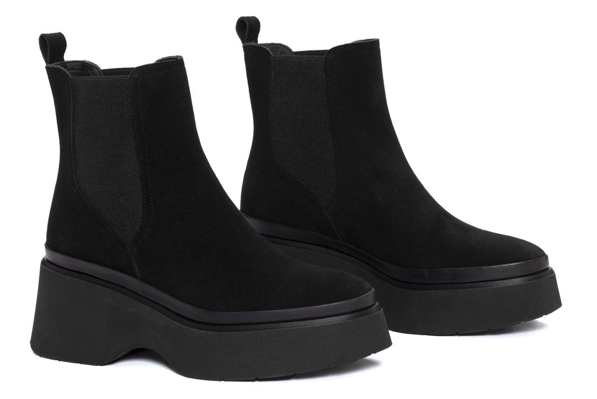 BOTIN PLATAFORMA RAQUEL VELOUR NEGRO
