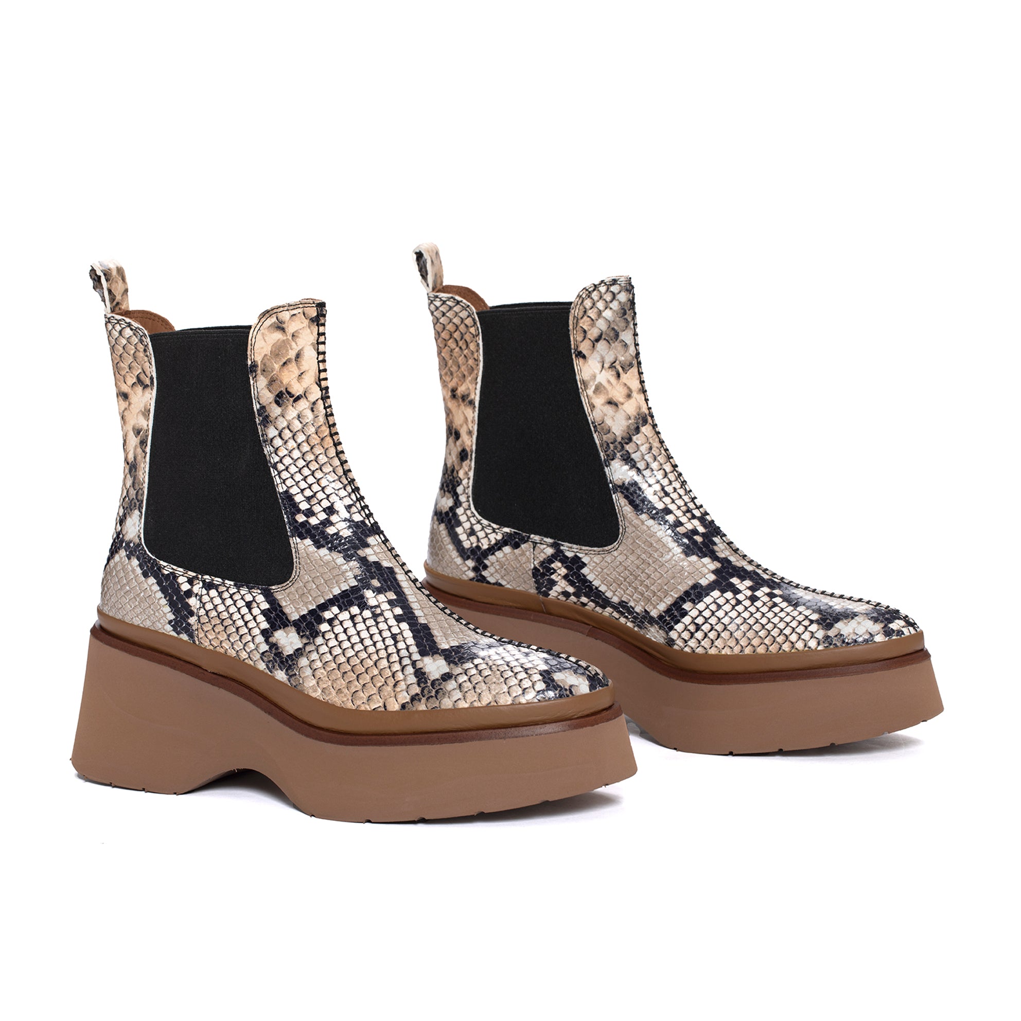 BOTIN PLATAFORMA RAQUEL PYTON CAMEL