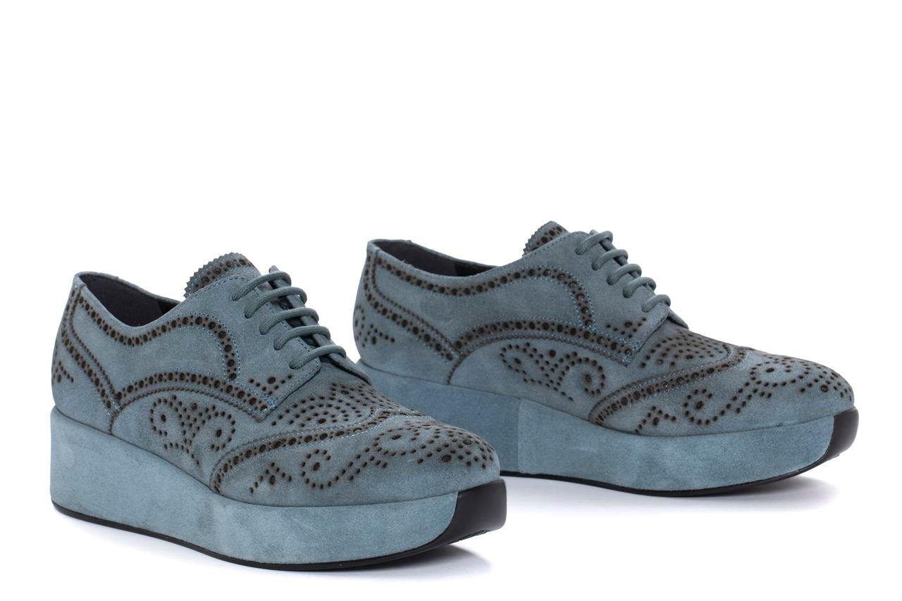 BLUCHER PLATAFORMA CERTIER VELOUR AQUA