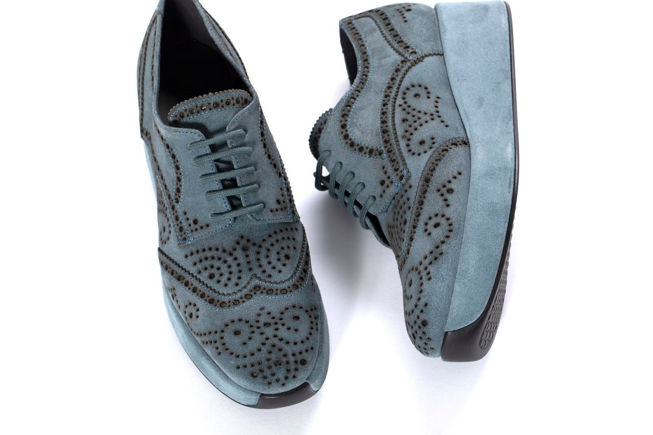 BLUCHER PLATAFORMA CERTIER VELOUR AQUA
