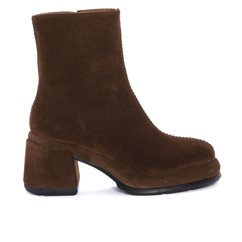 LAURA EBONY VELOUR HEELED ANKLE BOOTS