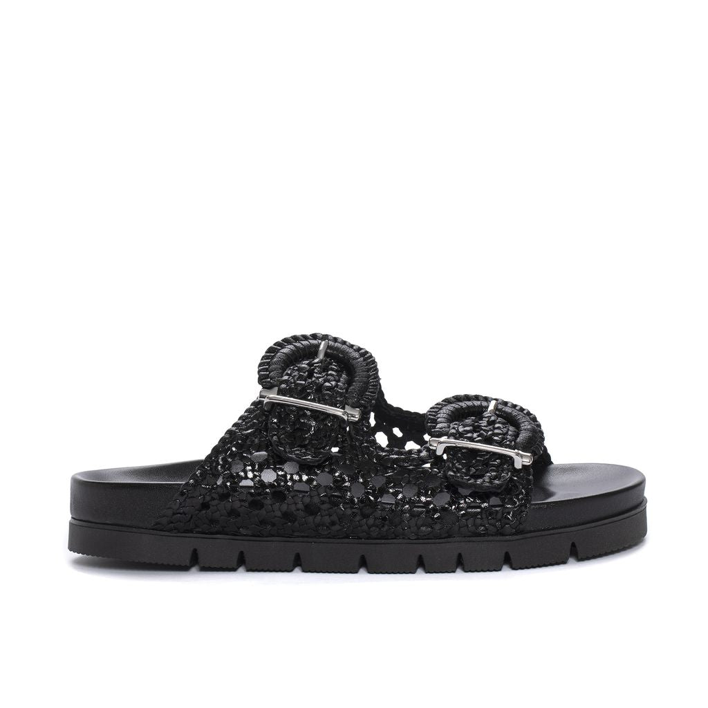 SANDALIA PLANA FUSSBETT CAIMAN NEGRO