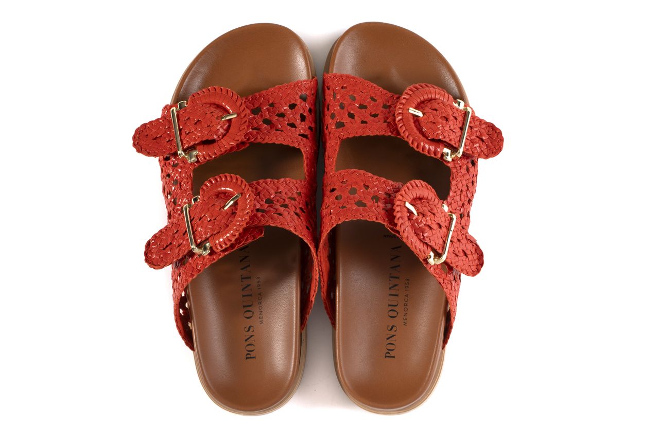 SANDALIA PLANA FUSSBETT CAIMAN MANDARINA