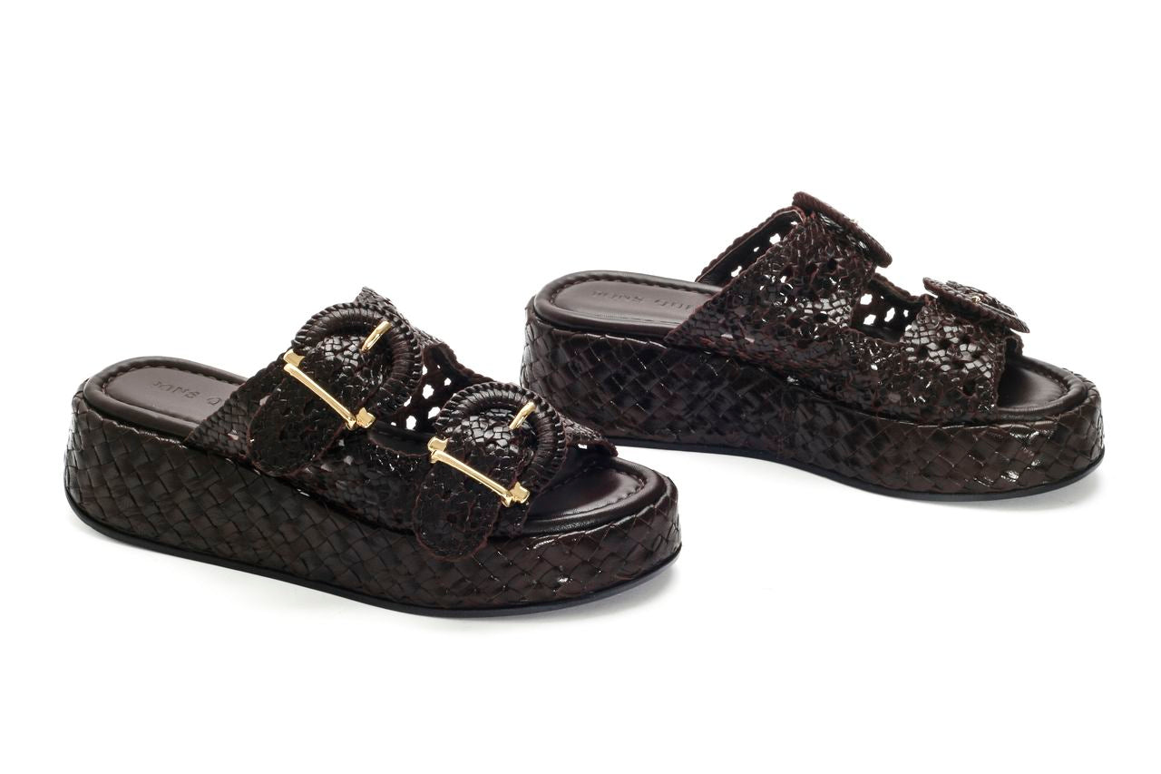 SANDALIA PLATAFORMA MAUI TRENZADO 8 MM CAFE