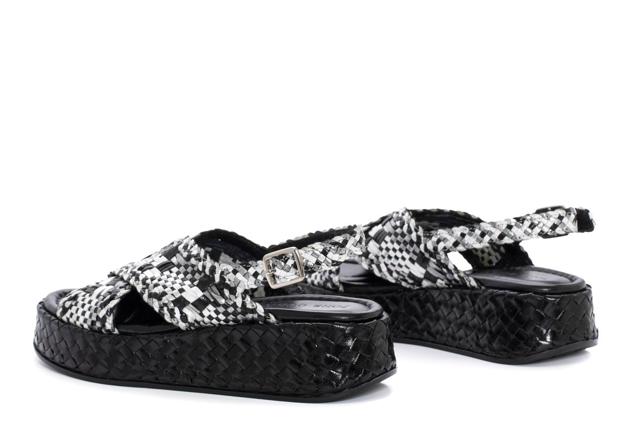 SANDALIA PLATAFORMA MAUI TRENZADO 8 MM NEGRO+SILVER+MILK