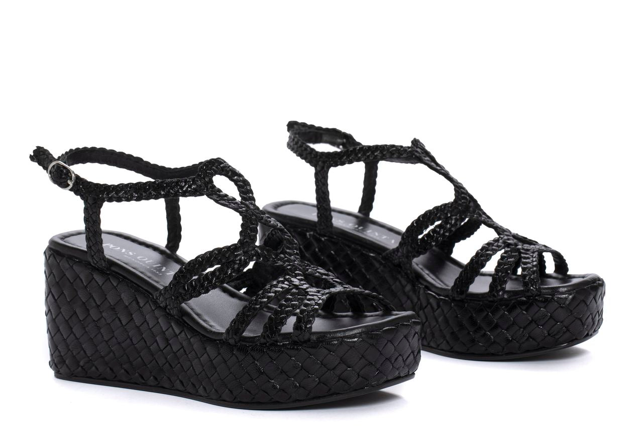 BLACK ANKARA PLATFORM SANDAL