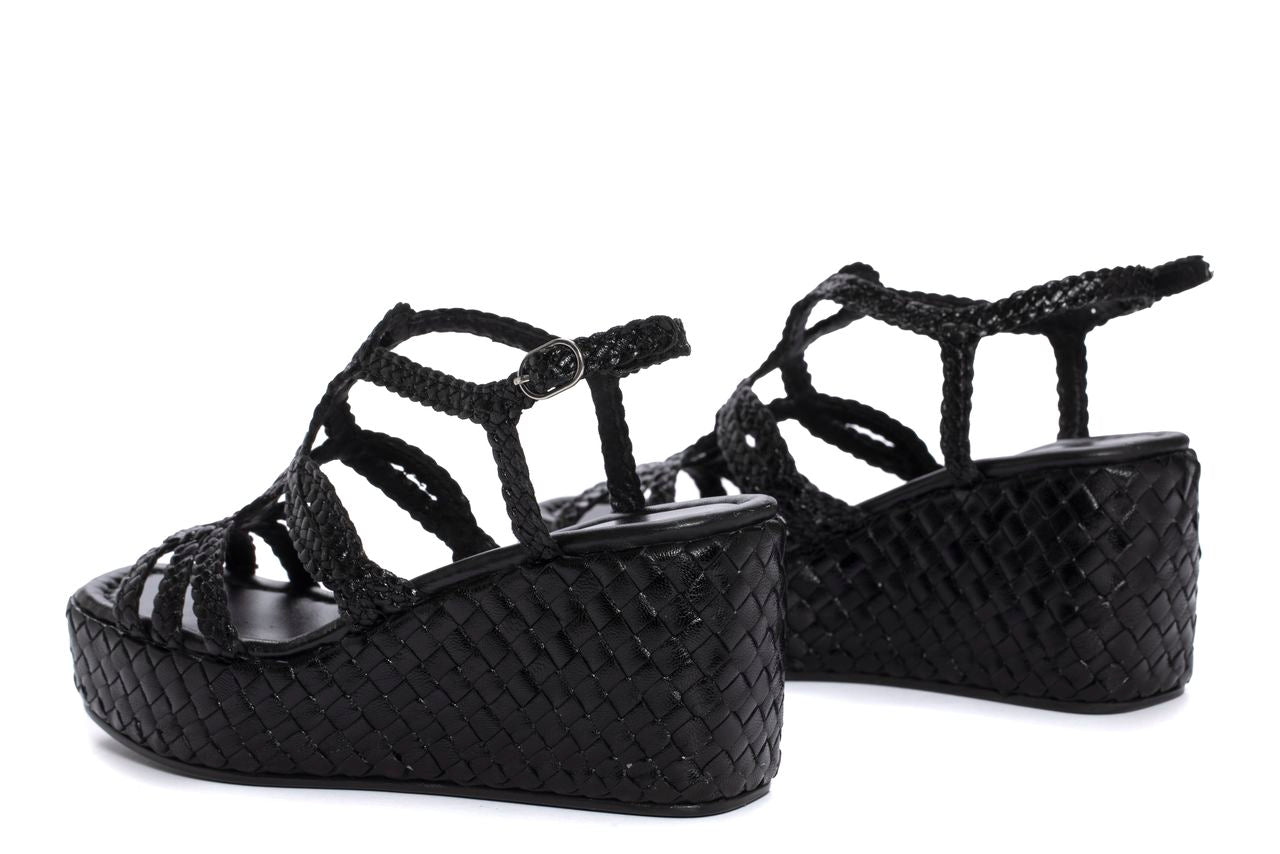 BLACK ANKARA PLATFORM SANDAL