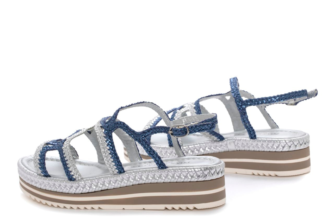 SANDALIA PLATAFORMA MILAN AZZURRO+SILVER