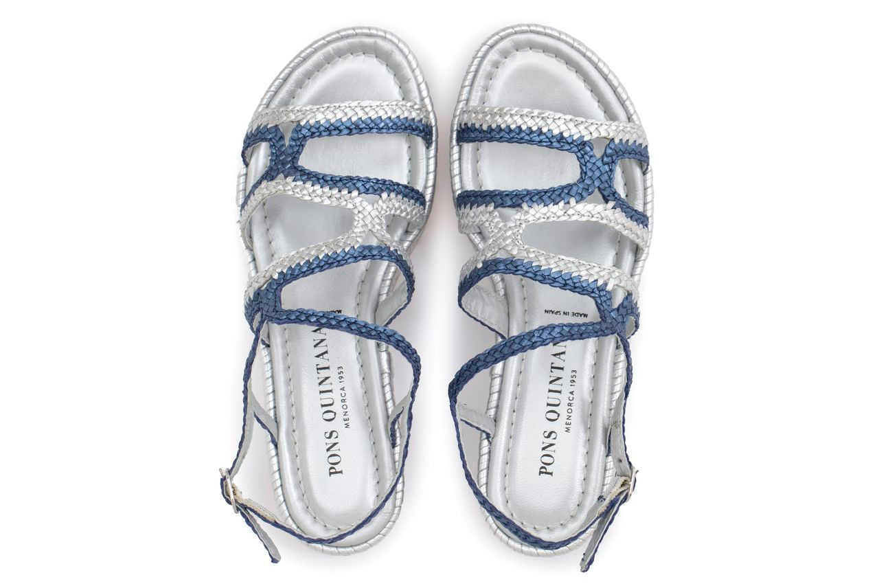 SANDALIA PLATAFORMA MILAN AZZURRO+SILVER