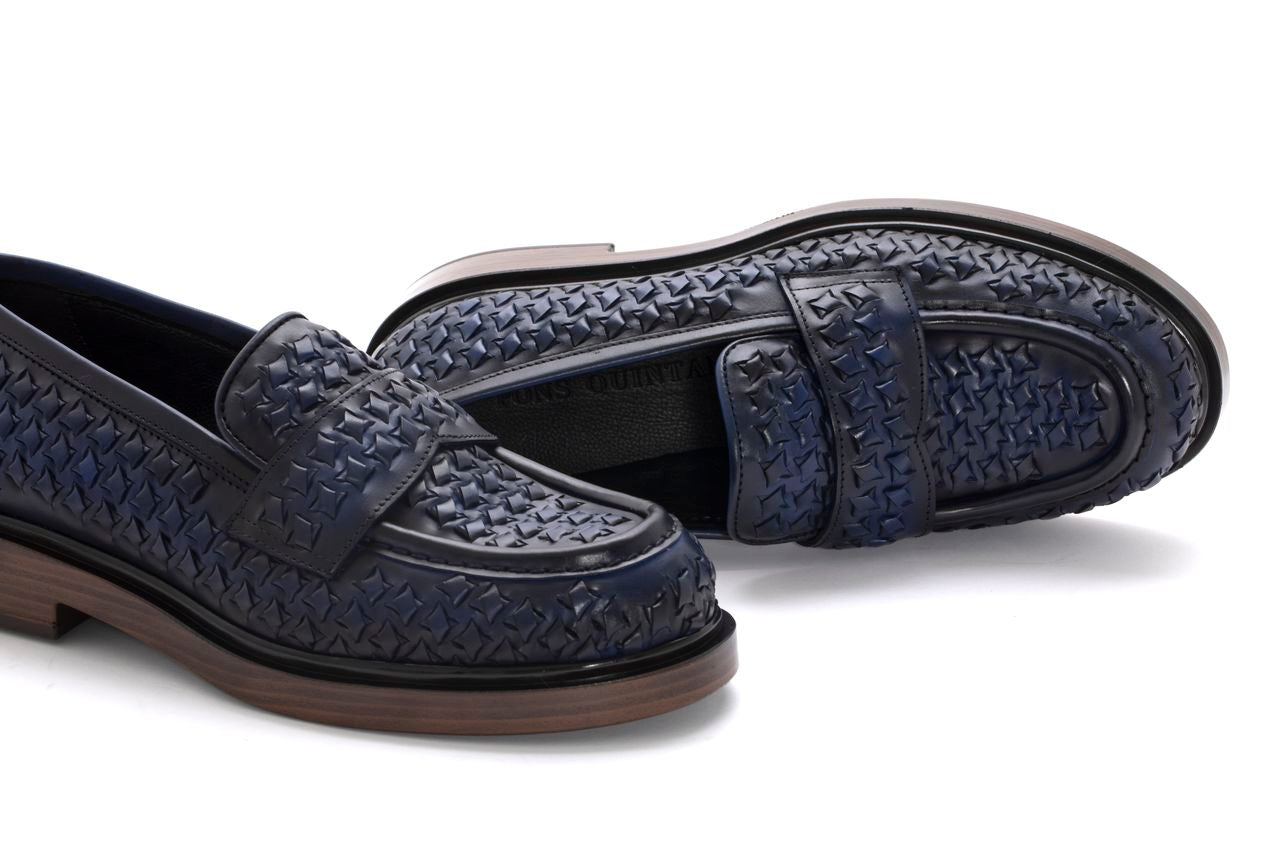 MOCASIN SELINE NEPAL TRENZADO COBALTO