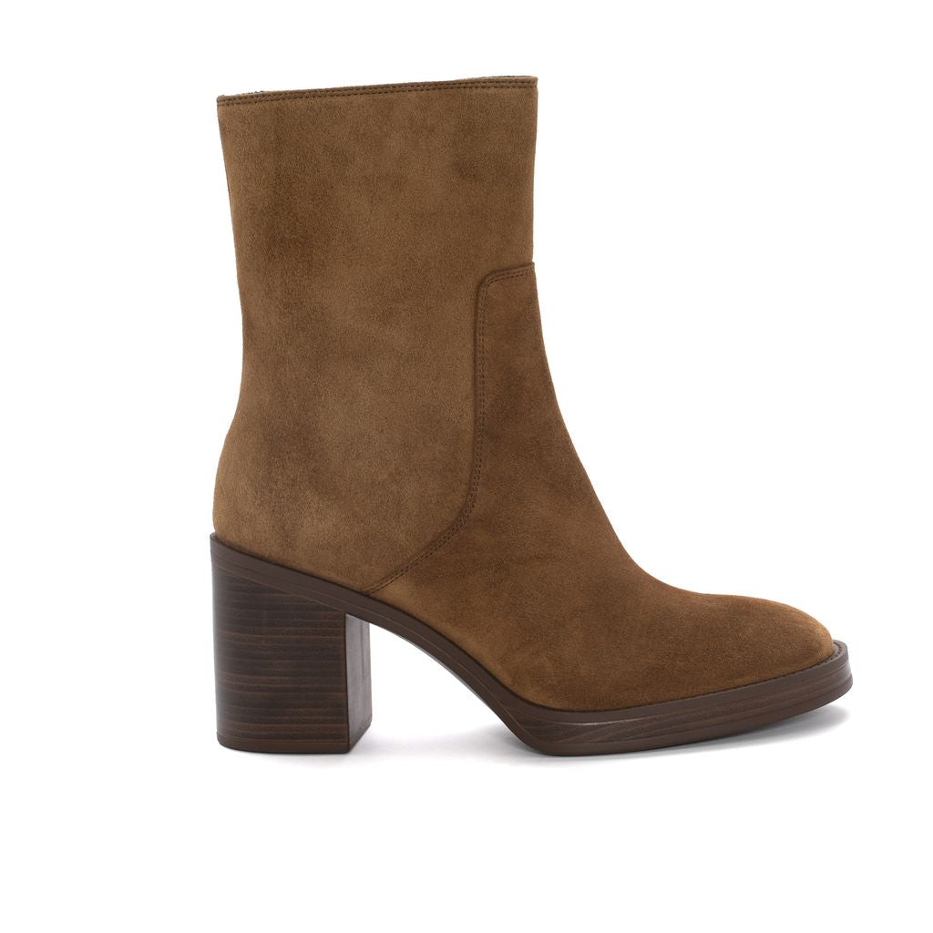 MABEL VELOUR TOFFE HEEL ANKLE BOOT