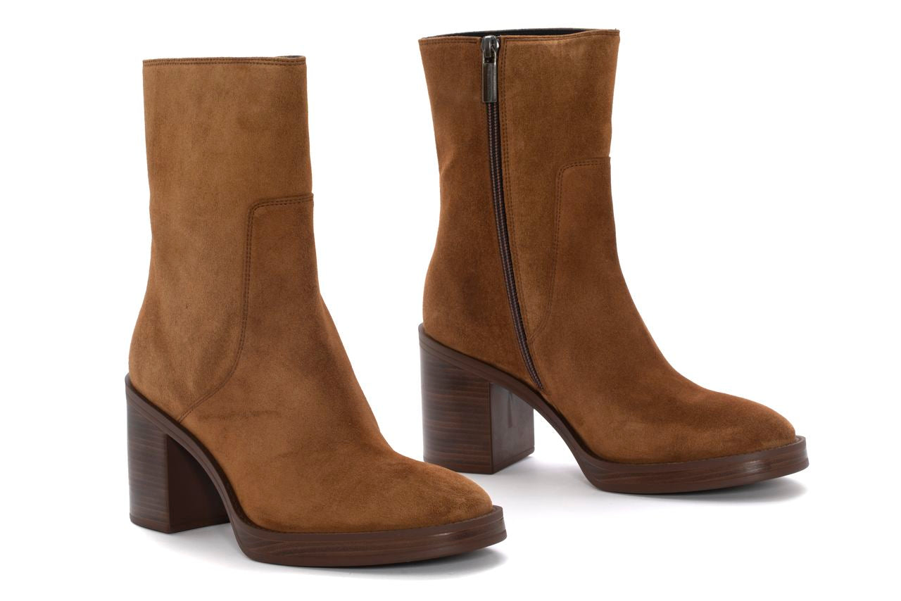 MABEL VELOUR TOFFE HEEL ANKLE BOOT