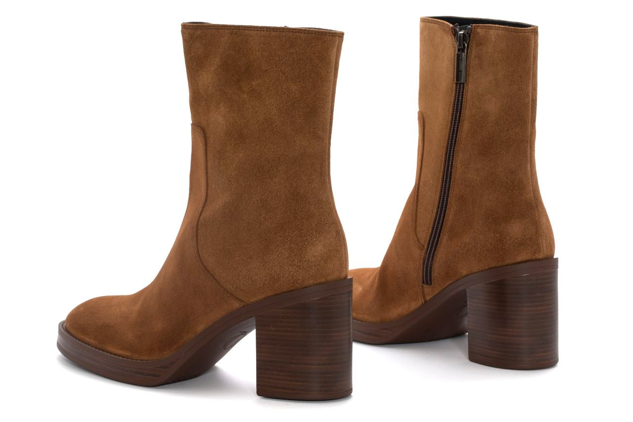 MABEL VELOUR TOFFE HEEL ANKLE BOOT