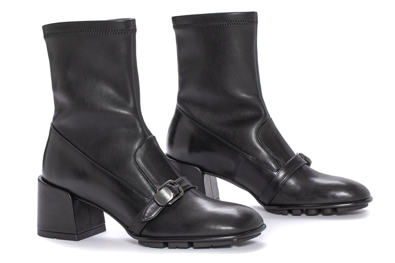 BOTIN TACON VICHY BABY CALF + NAPA STRECH NEGRO