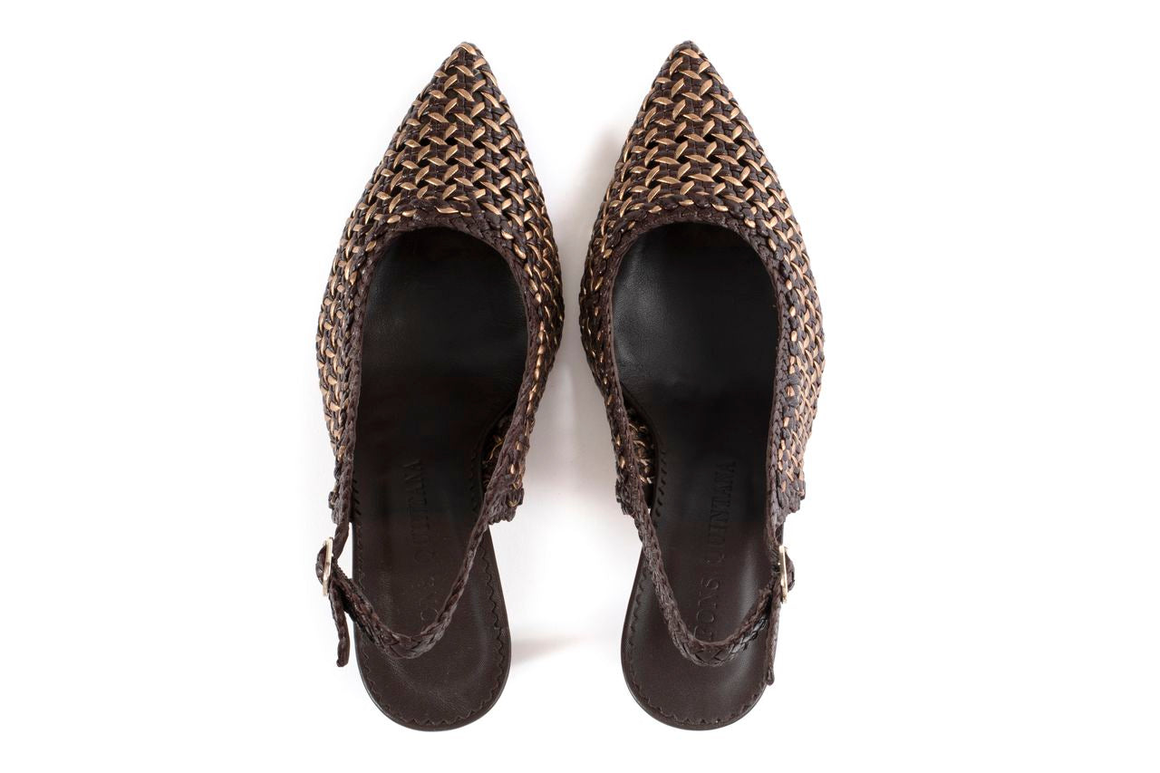 SANDALIA TACON MORITZ CAFE+METAL OASSI