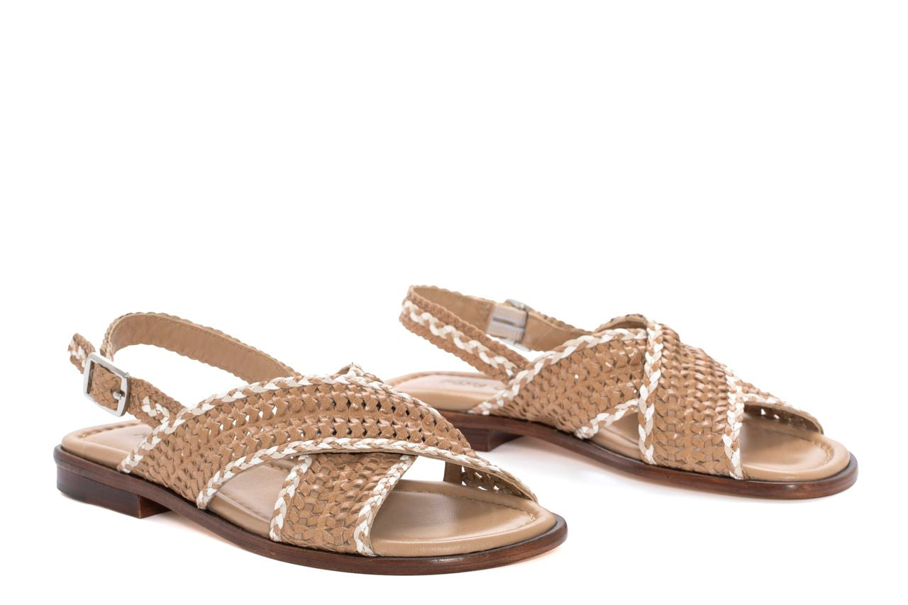 SANDALIA PLANA TINA TAUPE+SALINAS+MILK