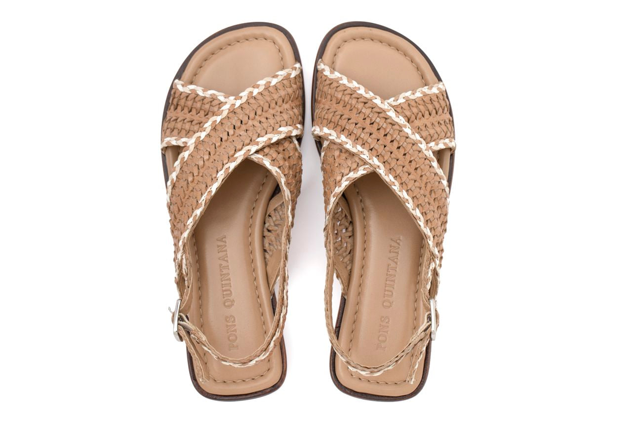 SANDALIA PLANA TINA TAUPE+SALINAS+MILK