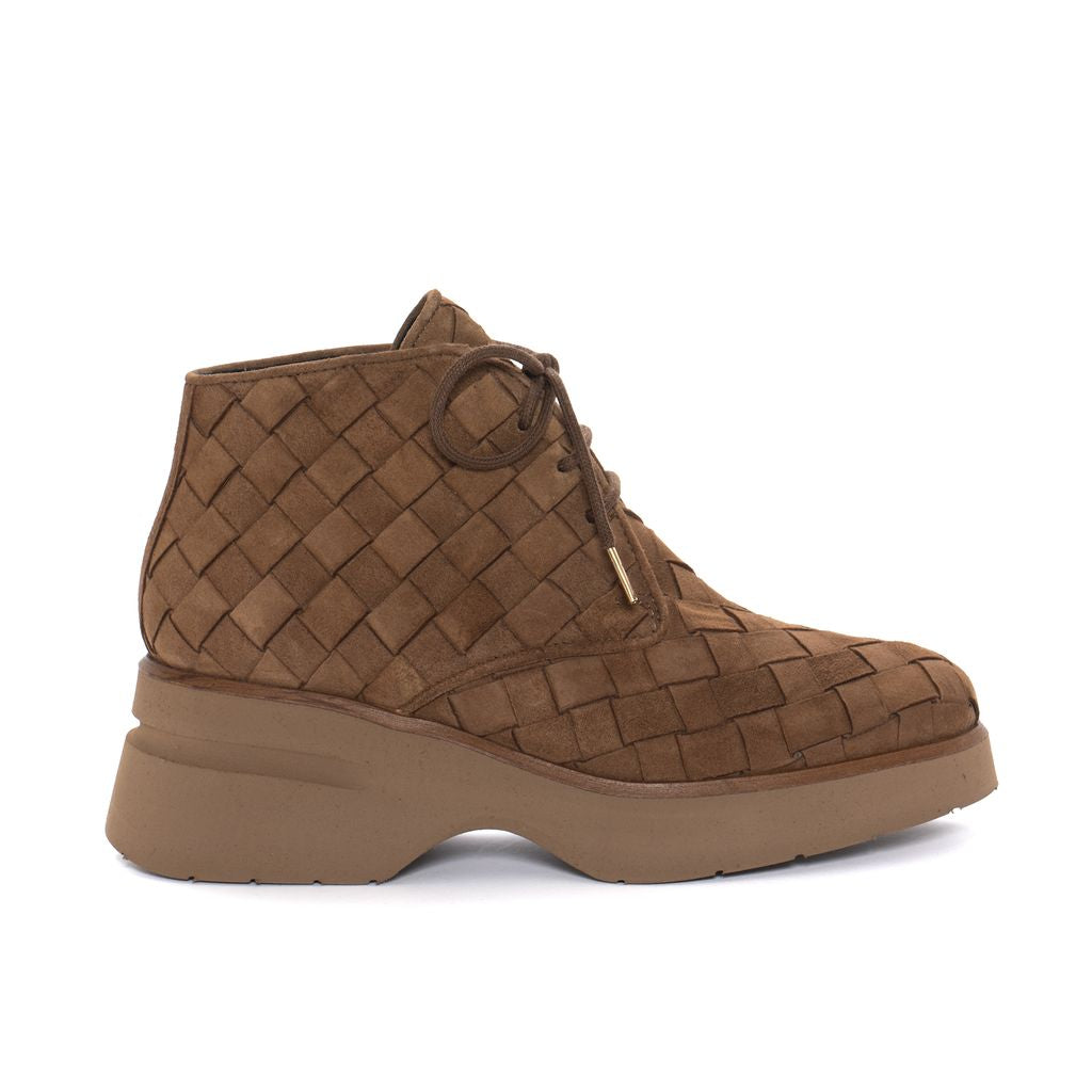 RAQUEL 15MM VELOUR TOFFE PLATFORM ANKLE BOOT
