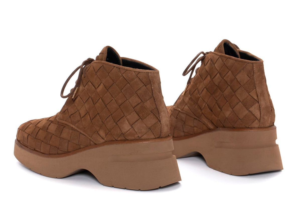 RAQUEL 15MM VELOUR TOFFE PLATFORM ANKLE BOOT