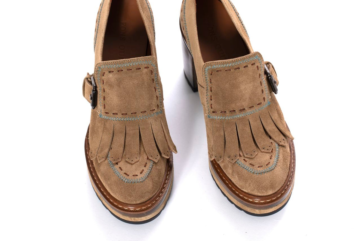 ZAPATO TACON OLIVIA VELOUR TAUPE