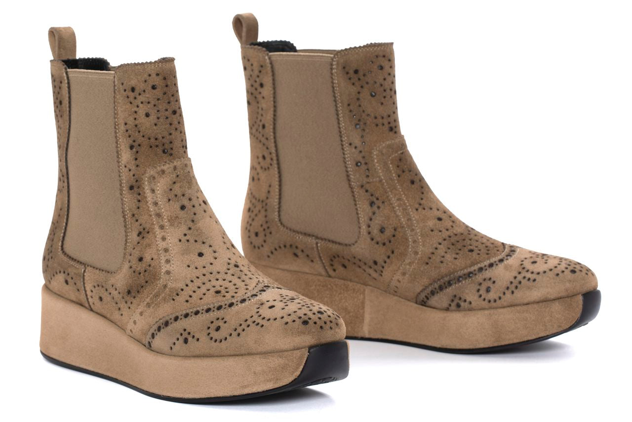 BOTIN PLATAFORMA CERTIER VELOUR TAUPE