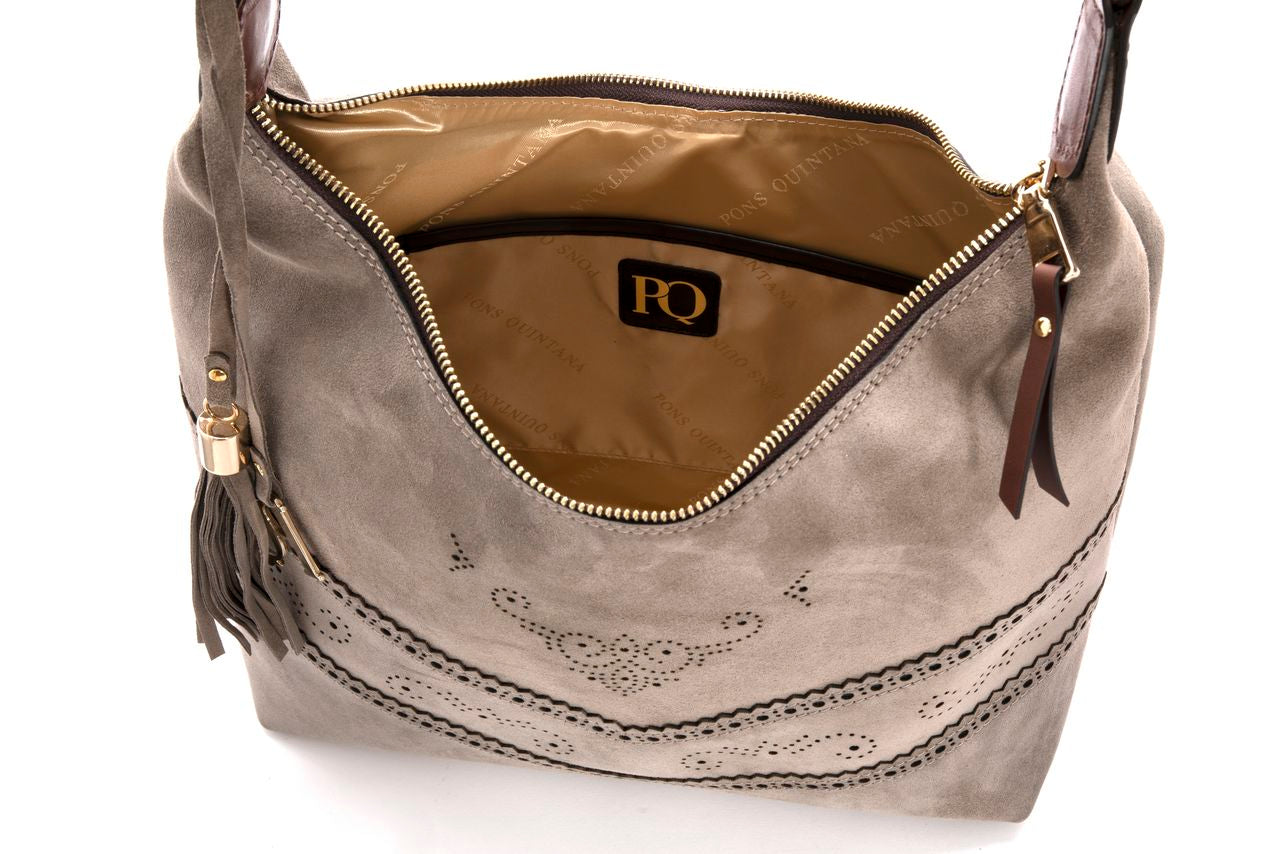 BOLSO DE MANO V170 VELOUR TOPO