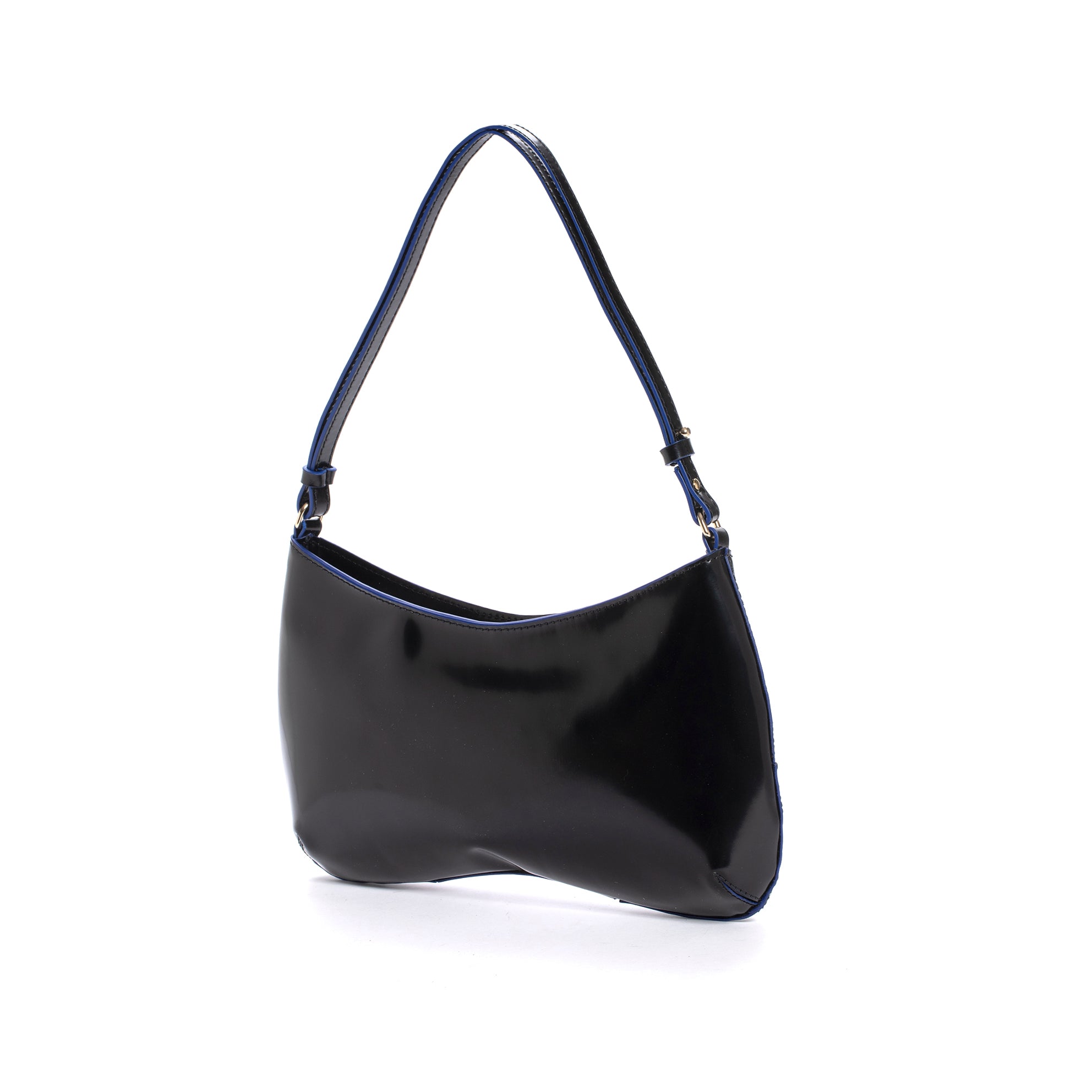 V180 SPAZZOLATO BLACK &amp; COBALT HANDBAG