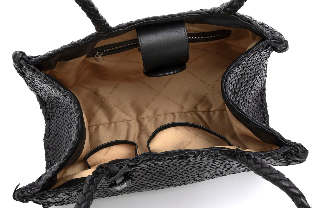 BOLSO DE MANO V233 TRENZADO NEGRO